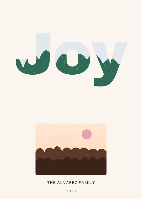 Big Type Joy Christmas card design
