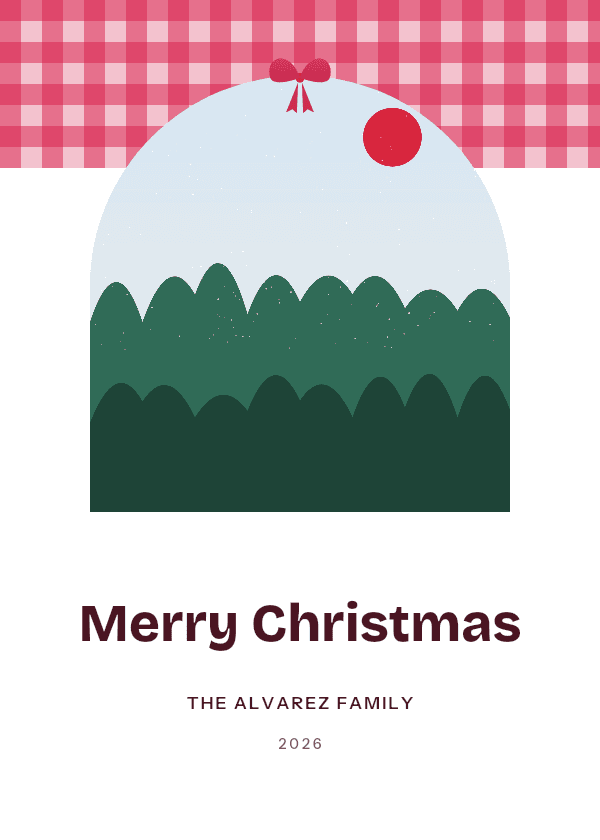 Gingham Bow Christmas card design