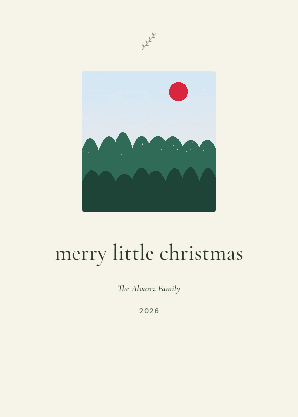 Merry Little Christmas card, front, Sage cream palette