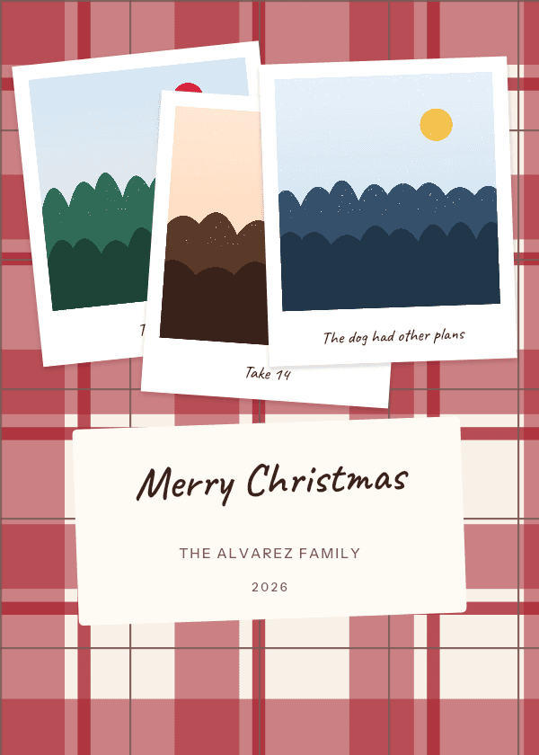 Polaroid Pile Christmas card design